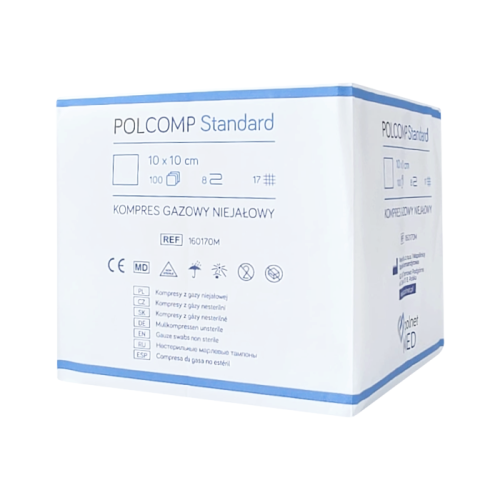 POLCOMP Standard Kompresy gazowe 10x10 cm 100 szt. | REF: 160170M