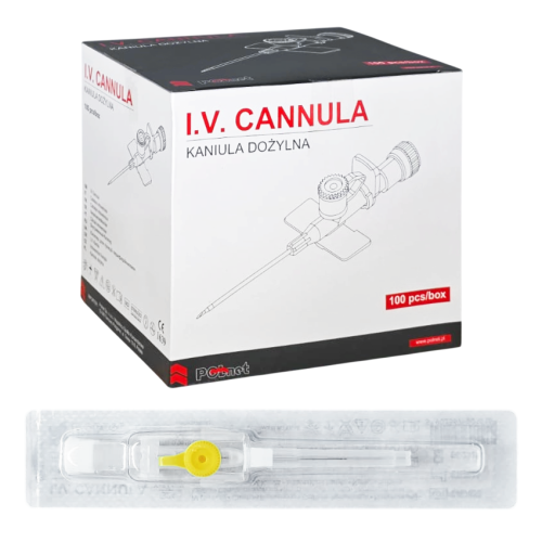 I.V. CANNULA Kaniula dożylna - wenflon 0,7 x 19 mm 24G POLNET - 100 szt. | REF: 121709P