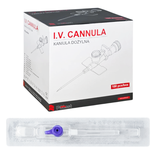 I.V. CANNULA Kaniula dożylna - wenflon 0,6 x 19 mm 26G POLNET - 100 szt. | REF: 121710P