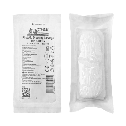 Opatrunek indywidualny typ M sterylny 8cm x 10cm x 4m STRAŻAK | REF: F003