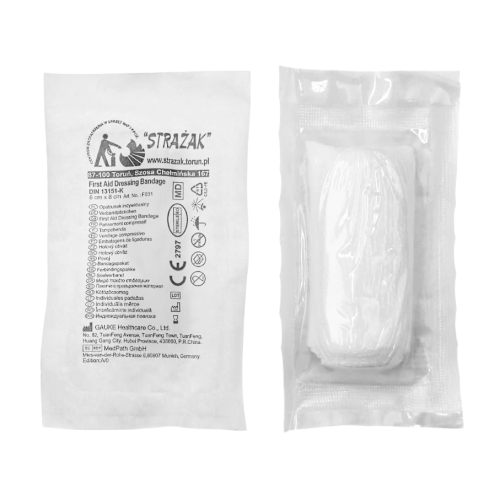 Opatrunek indywidualny typ K sterylny 6cm x 8cm x 4m STRAŻAK | REF: F031
