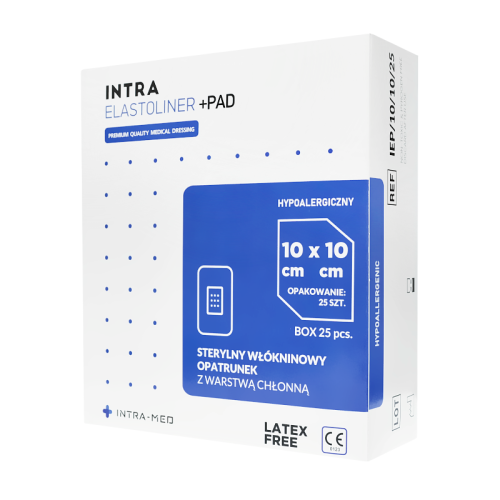 INTRA ELASTOLINER +PAD - Samoprzylepny opatrunek chłonny 10x10cm - 25 szt. | REF: IEP/10/10/25