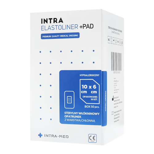 INTRA ELASTOLINER +PAD - Samoprzylepny opatrunek chłonny 6x10cm - 50 szt. | REF: IEP/6/10/50