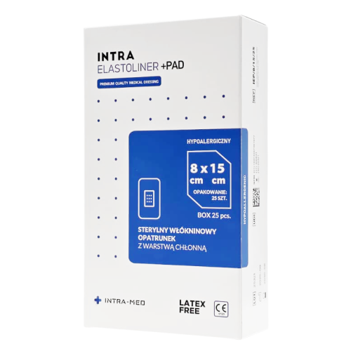 INTRA ELASTOLINER +PAD - Samoprzylepny opatrunek chłonny 8x15cm - 25 szt. | REF: IEP/8/15/25