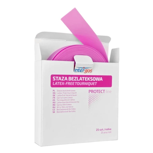 Staza gumowa bezlateksowa w rolce, perforowana RÓŻOWA - 25 szt.