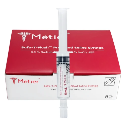 Métier Safe-T-Flush™ Strzykawka z roztworem chlorku sodu 0,9% (sól fizjologiczna - NaCl 0,9%) 5ml - 30 szt. | REF: PF0505