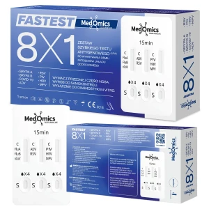 FASTEST Test 8w1 COMBO | Grypa A/B, Covid-19, ADV, RSV, PIV, HRV, MPV | - 1 szt. | REF: 123145-01-102