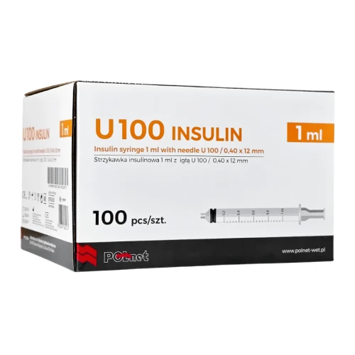 POLNET Strzykawka insulinowa U100 1ml z igłą zdejmowaną 0,4 x 12mm 27G jałowa - 100 szt. | REF: 112374P