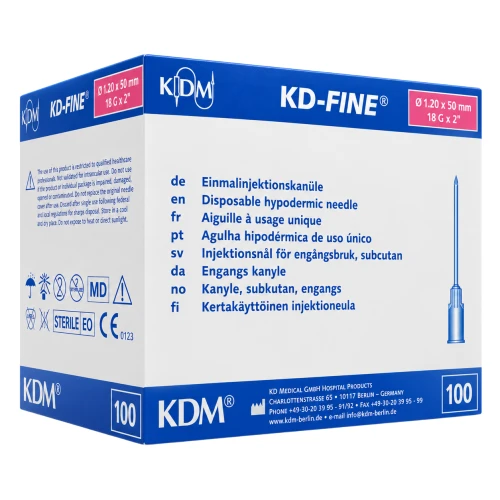 KD-Fine Igły iniekcyjne 1.2 x 50mm 18G sterylne - 100 szt. | REF: 900444