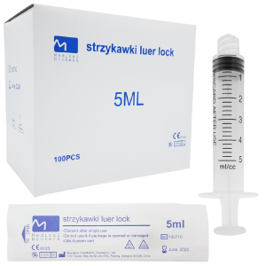 Strzykawki 3-częściowe Medical Brokers 5ml Luer Lock - 100 szt. 