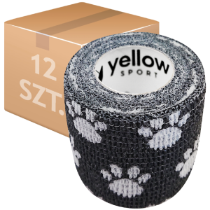 yellowBand 5cm x 4,5 m bandaż kohezyjny (typ coban) samoprzylepny Kolor: czarny łapki - 12 szt.