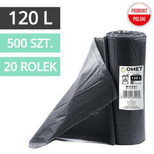 Worki na śmieci odpady 120L czarne OMET MEDICAL - 500 szt. (20 rolek)