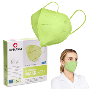 Półmaska maska ochronna FFP2 5-warstw OPHARM LIMONKOWA 5 szt. - 1 op.
