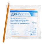 BMS DENTAL Końcówki do ślinociągu 145mm - 100 szt. - pomarańczowy