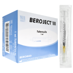 Strzykawka tuberkulinowa TBC luer z igłą 0,5 x 16mm zdejmowaną jałowa BEROJECT III - 100 szt.