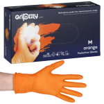 GRIPZZLY Rękawiczki nitrylowe grube rozm. M - 50 szt. POMARAŃCZOWE BEZPUDROWE