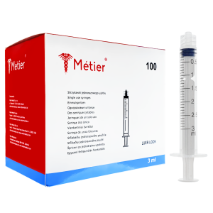 Strzykawki 3-częściowe Métier Medical 3ml Luer Lock - 100 szt. | REF: 310103