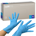 Rękawiczki nitrylowe easyCARE long (długi mankiet) rozm. XL - 100 szt. NIEBIESKIE BEZPUDROWE | REF: RNBPXL10001