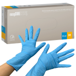 Rękawiczki nitrylowe easyCARE long (długi mankiet) rozm. M - 100 szt. NIEBIESKIE BEZPUDROWE | REF: RNBPM10001