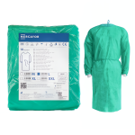 Fartuch ochronny jednorazowy włókninowy z mankietami 22G - L zielony MERCATOR - 10 szt. | REF: W267200140