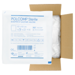 POLCOMP Sterile Kompresy gazowe jałowe 10x10 cm 17N 8W - 300 szt. (100 blistrów A'3) | REF: 160220M