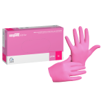 Rękawiczki nitrylowe easyCare rozm. S - 100 szt. RÓŻOWE BEZPUDROWE