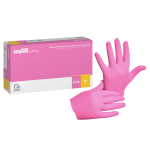 Rękawiczki nitrylowe easyCare rozm. M - 100 szt. RÓŻOWE BEZPUDROWE