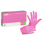 Rękawiczki nitrylowe easyCare rozm. L - 100 szt. RÓŻOWE BEZPUDROWE