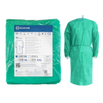 Fartuch ochronny jednorazowy włókninowy z mankietami 22G - M zielony MERCATOR - 10 szt. | REF: W267200130